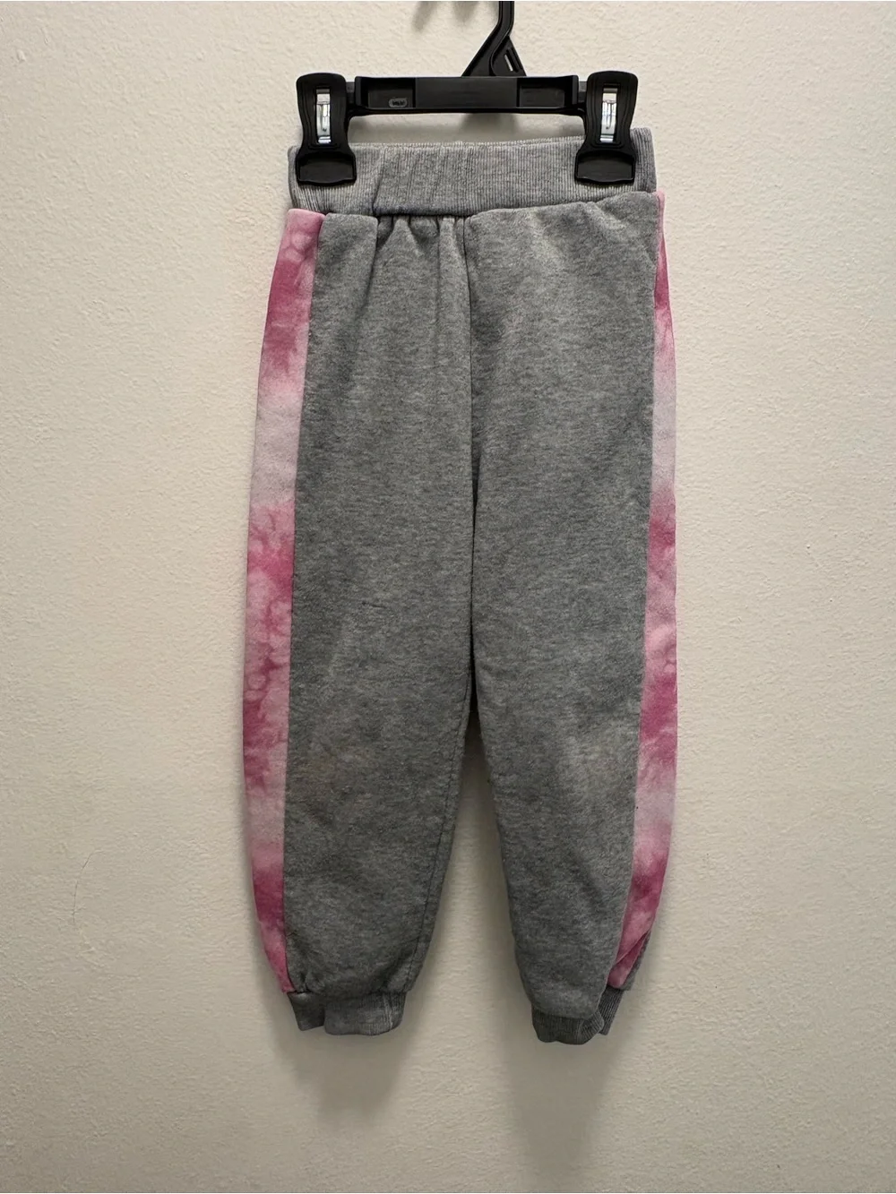 SHEIN Grey Joggers with Pink Tie-Dye Side Panels